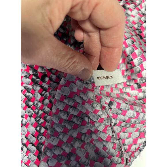 Walter Shirt Size 4 Pink Black Gray Silk Short Sleeve Pleated Corpcore Classic - Picture 12 of 16